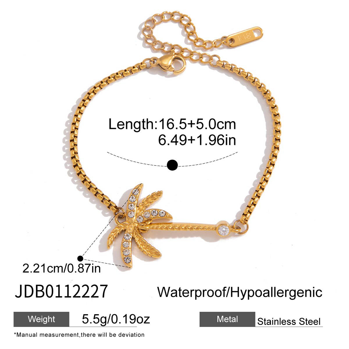 J&D  Rhinestone Coconut Tree Square