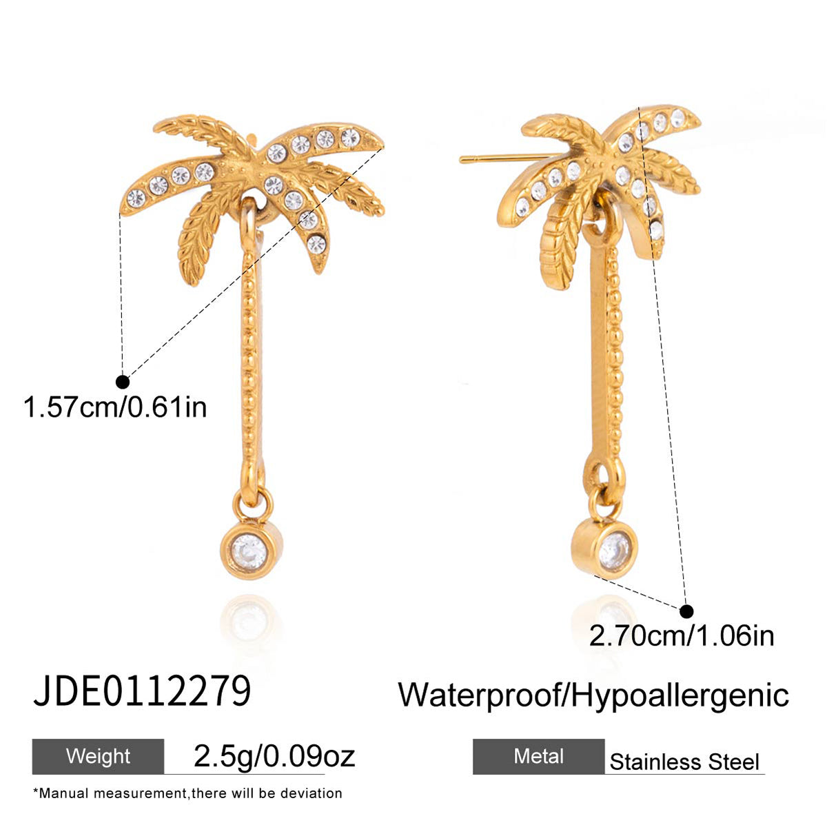 J&D  Rhinestone Coconut Tree Square