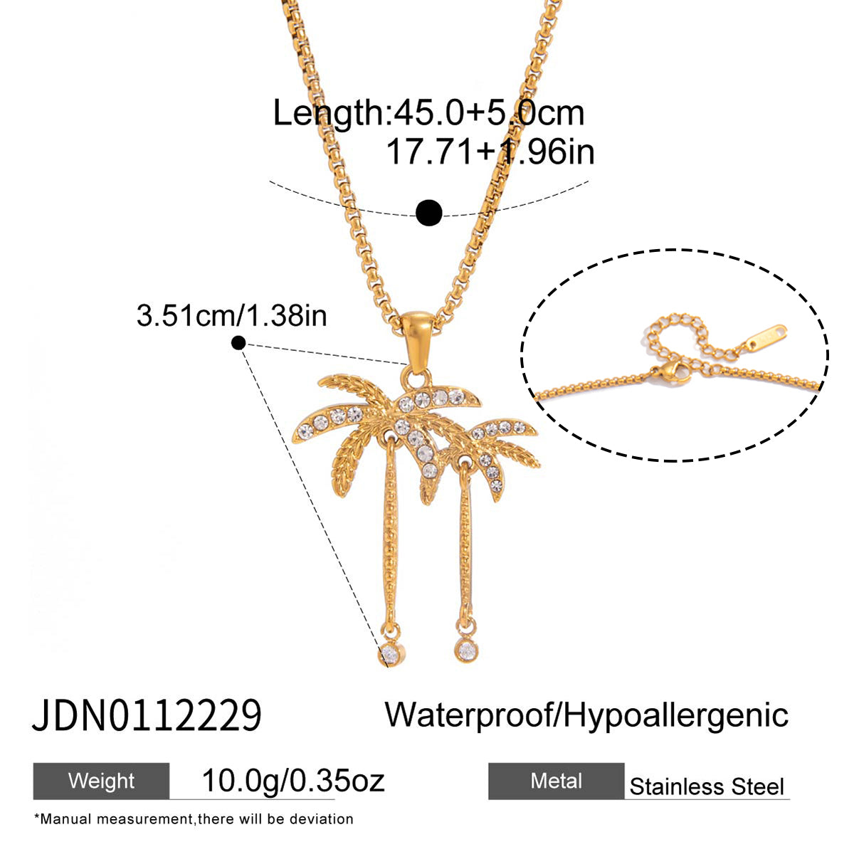J&D  Rhinestone Coconut Tree Square