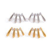 J&D Multi Layer Teardrop Round CZ Stud Earring