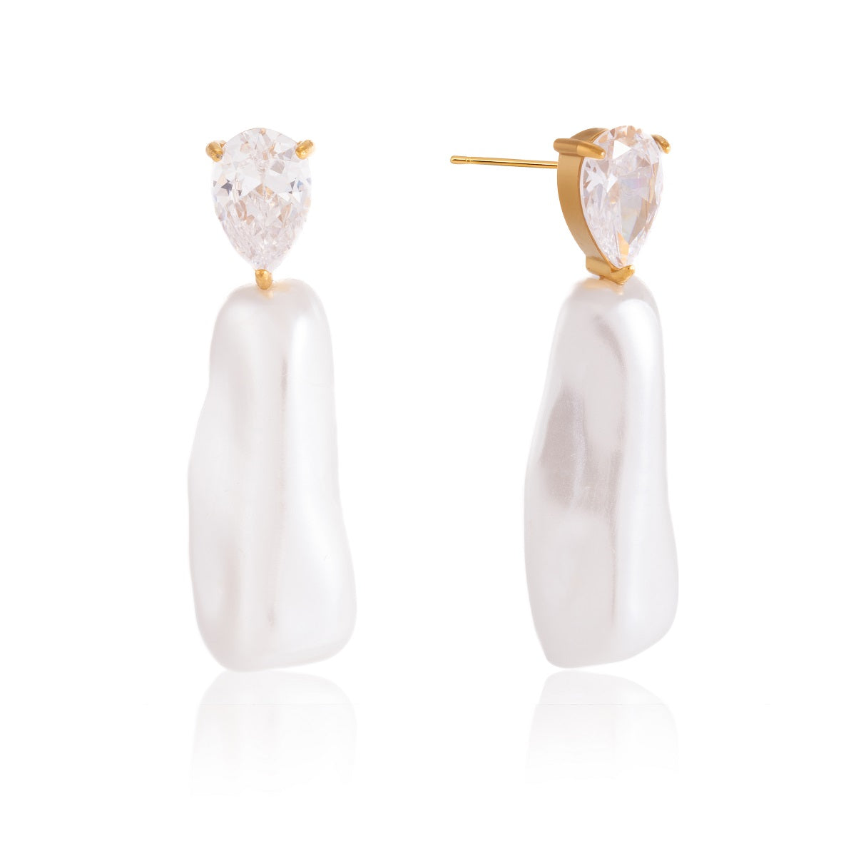 J&D  Teardrop Glass Pearl Cross Earring