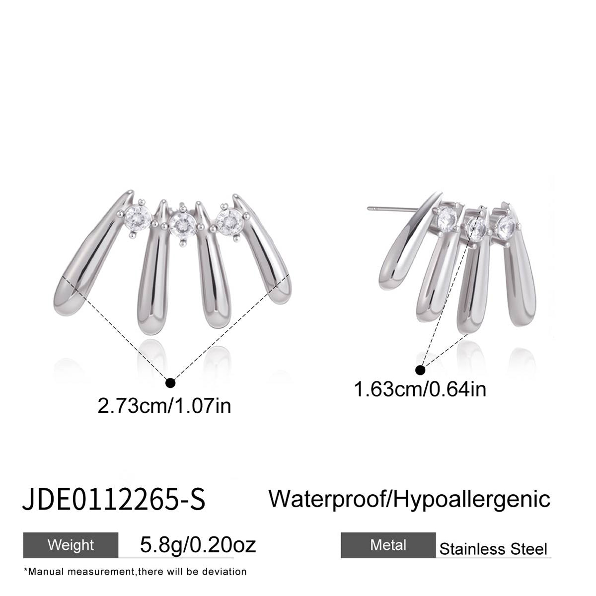 J&D Multi Layer Teardrop Round CZ Stud Earring