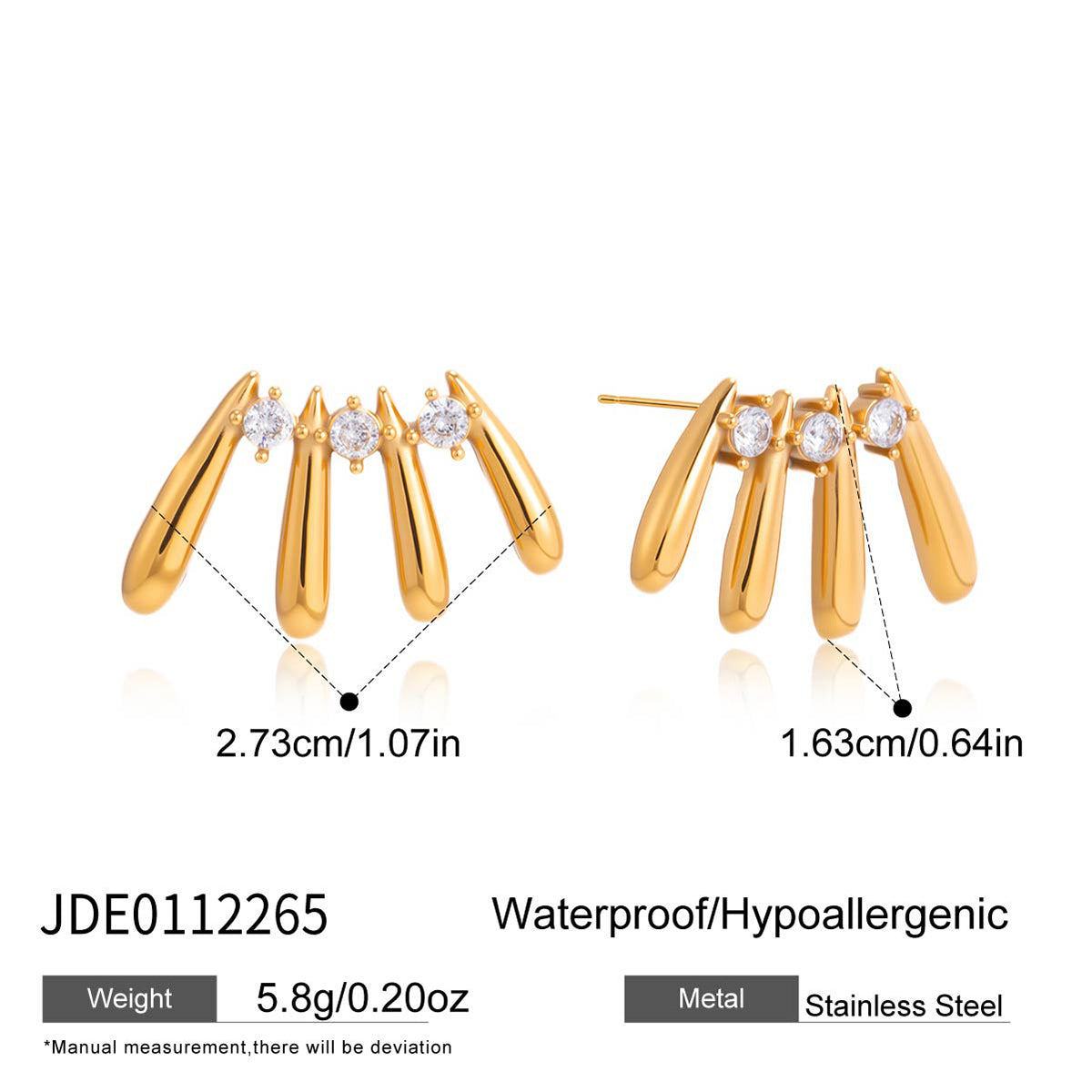 J&D Multi Layer Teardrop Round CZ Stud Earring