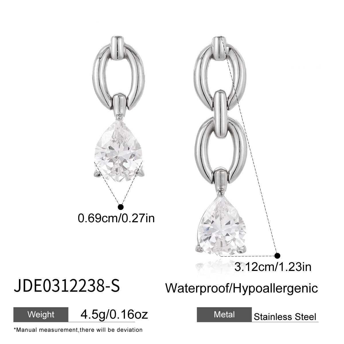 J&D  Trendy Teardrop CZ
