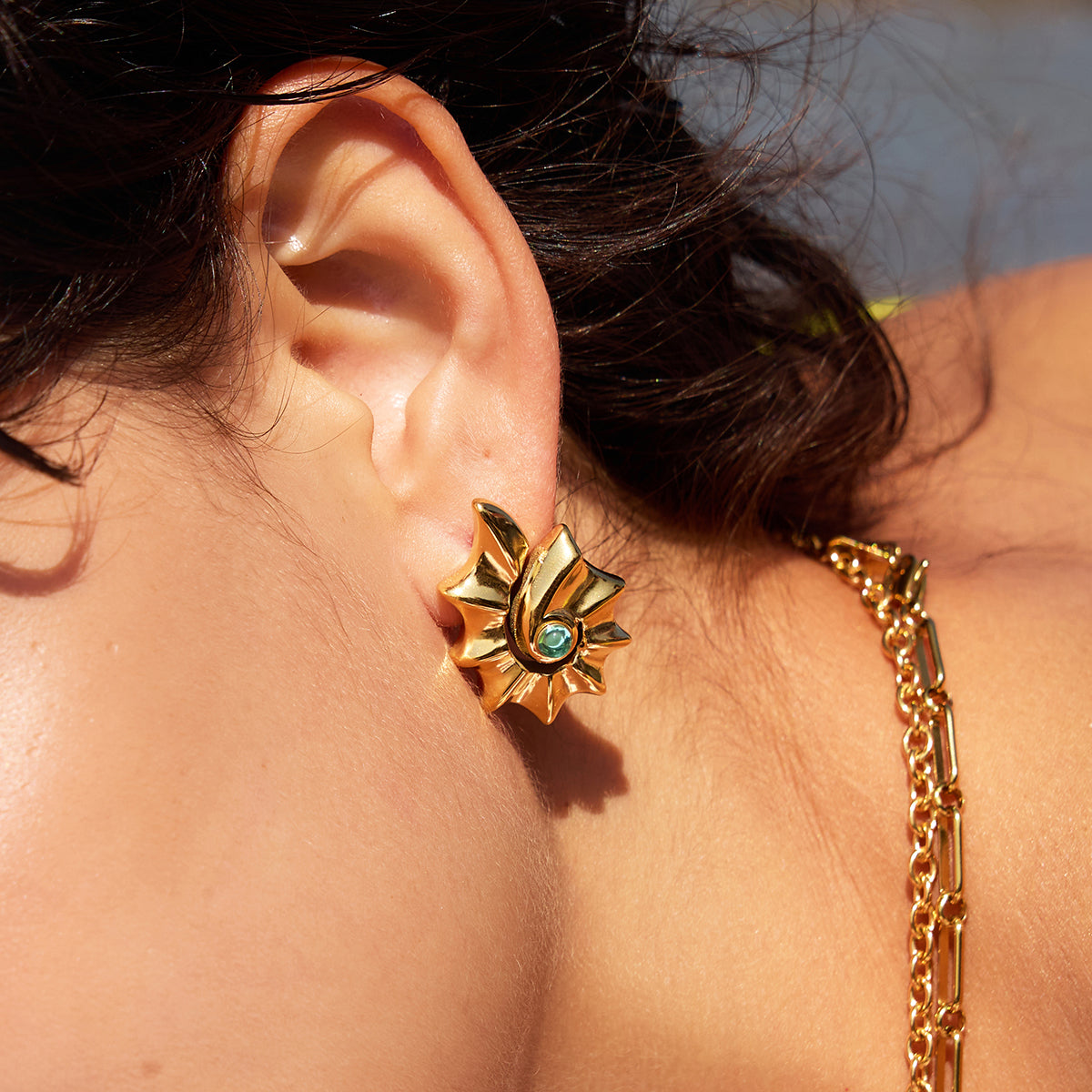 J&D  Rhinestone Spiral Holiday Party Earrings