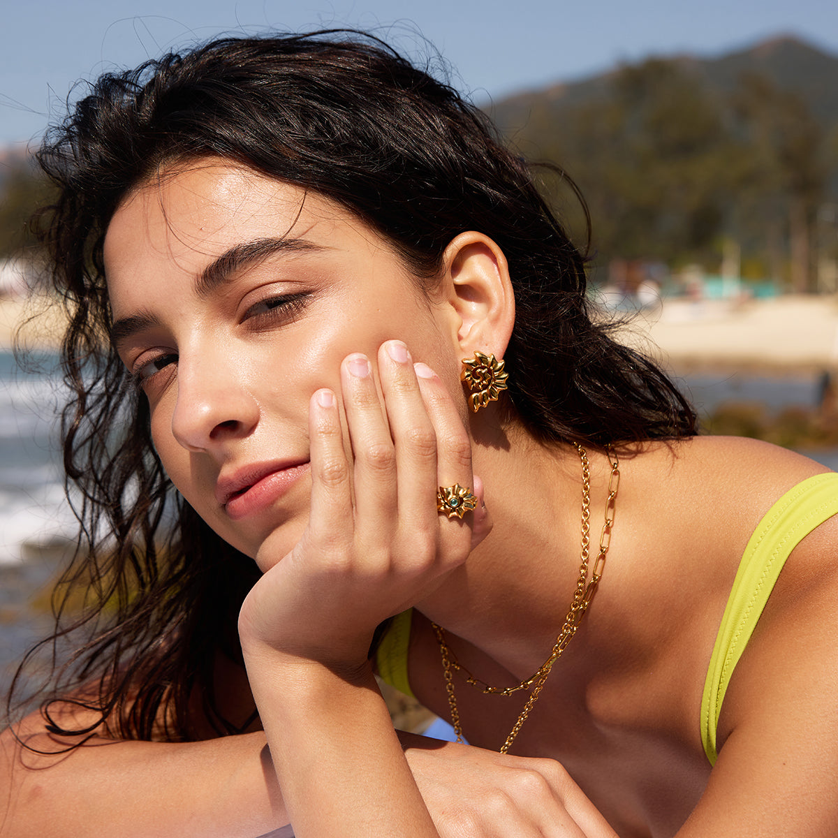 J&D  Stud Earrings Summer Beach Wearing