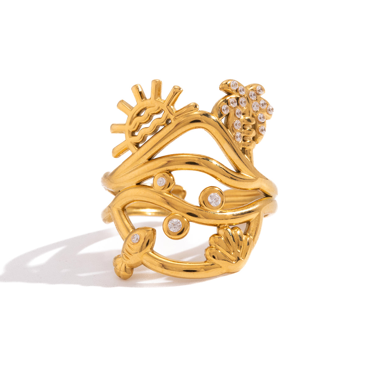 J&D  Sun Coconut Tree Fish Shell Inlaid