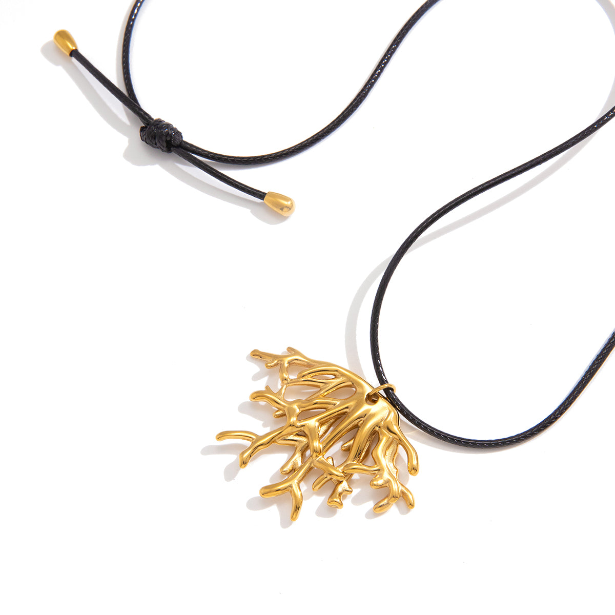 J&D   Coral Pendant Black Wax