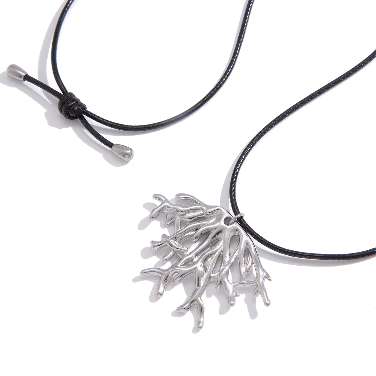J&D   Coral Pendant Black Wax