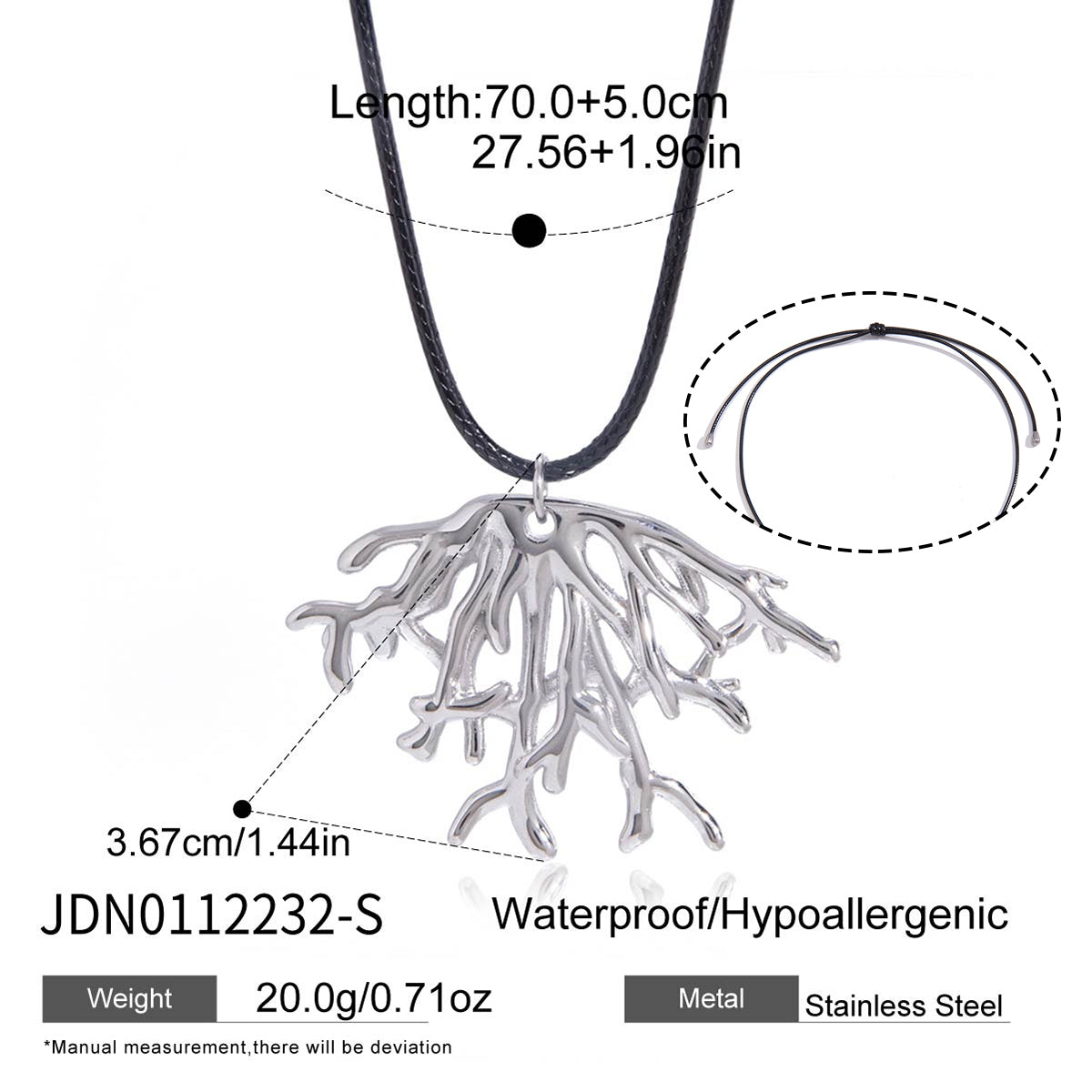 J&D   Coral Pendant Black Wax
