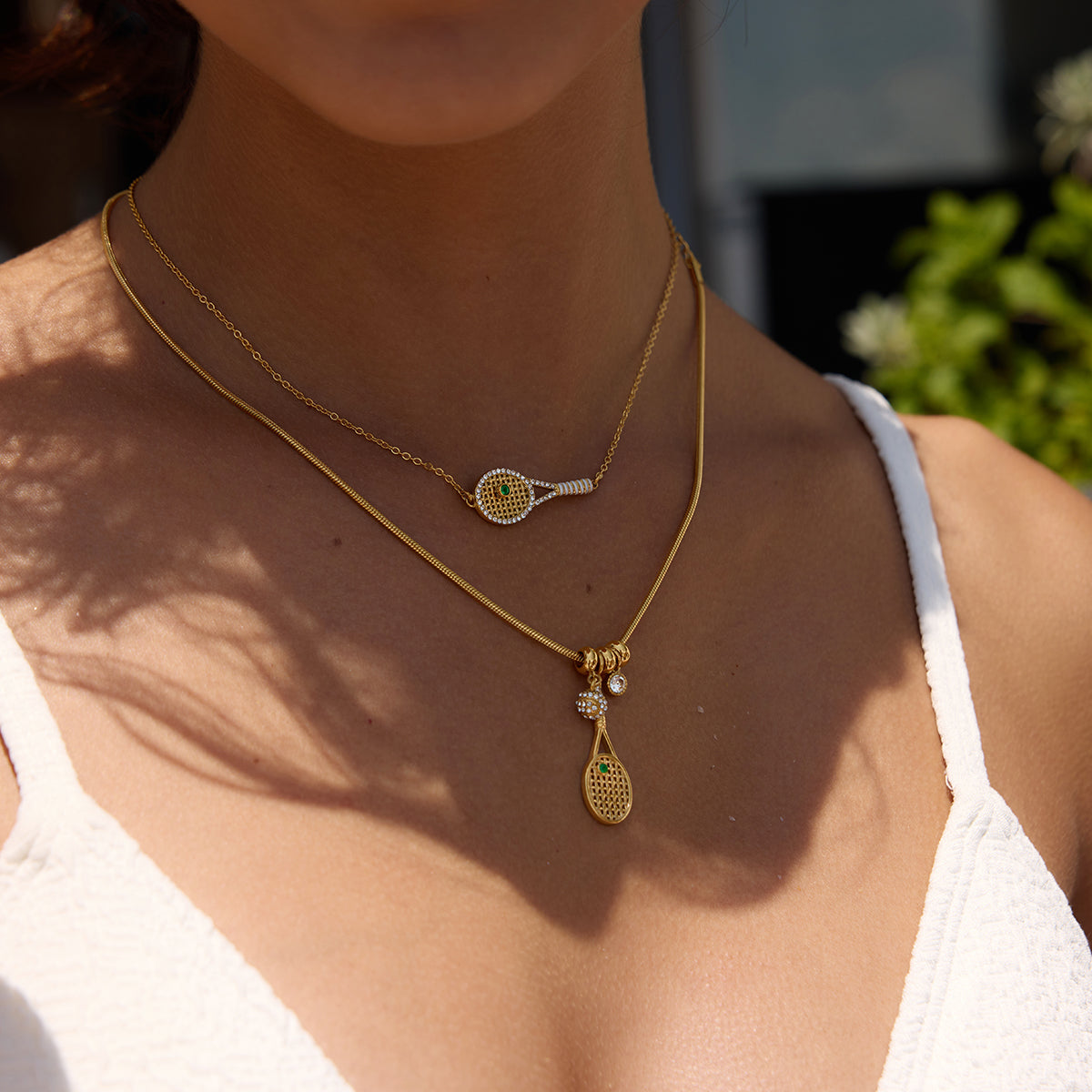 J&D  Racquet Pendant Bracelet Set