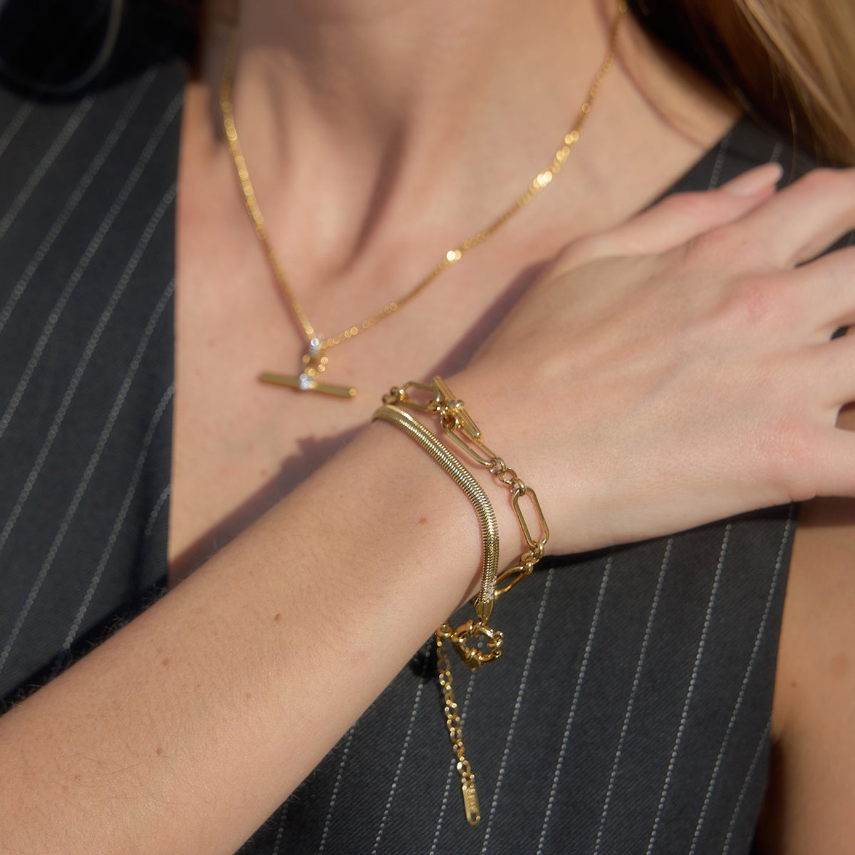 J&D  Chunky Paperclip Link Chain Bracelet