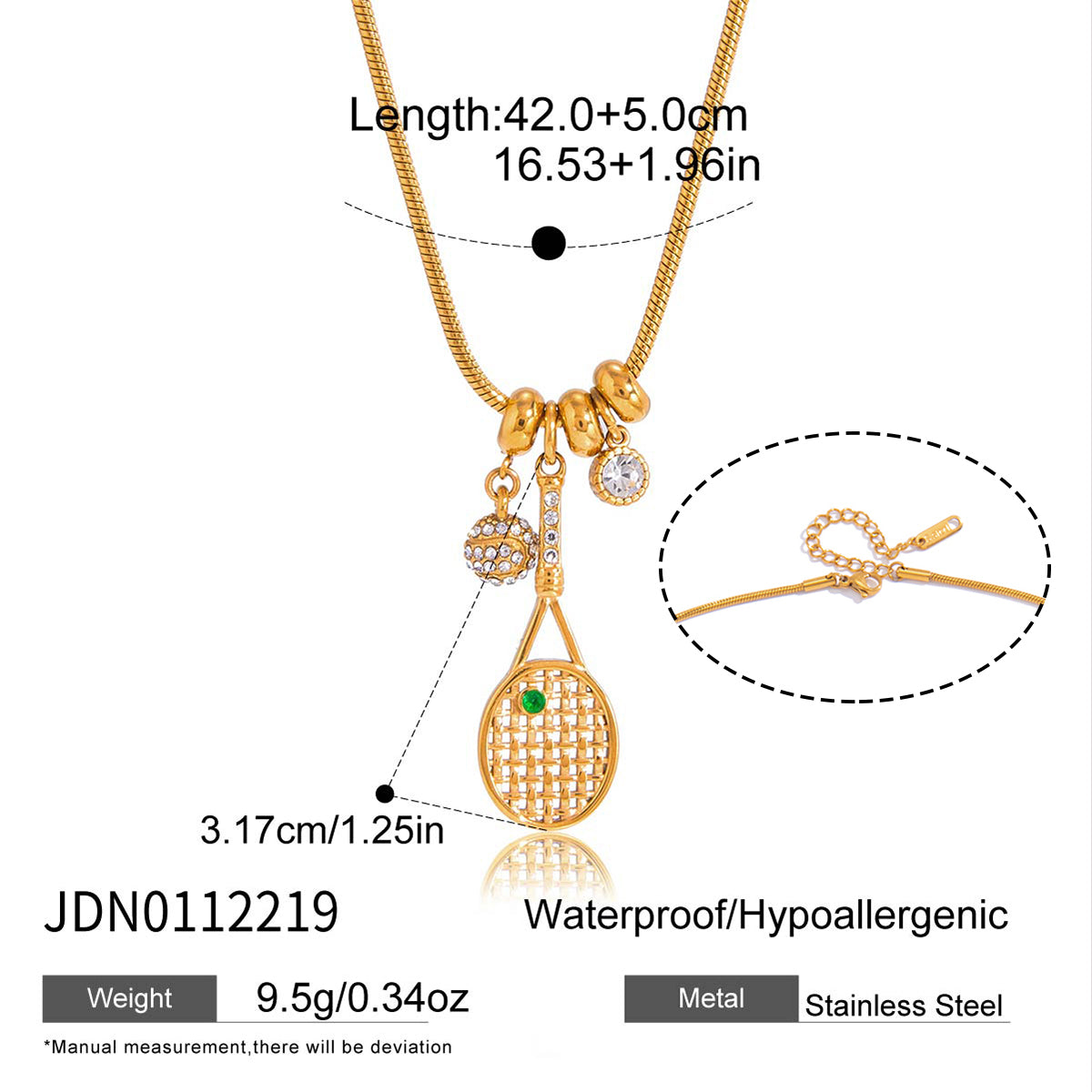 J&D  Racquet Pendant Bracelet Set