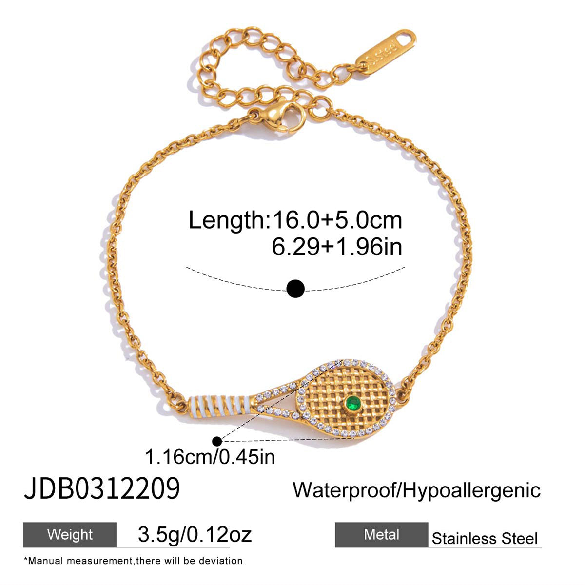 J&D  Racquet Pendant Bracelet Set