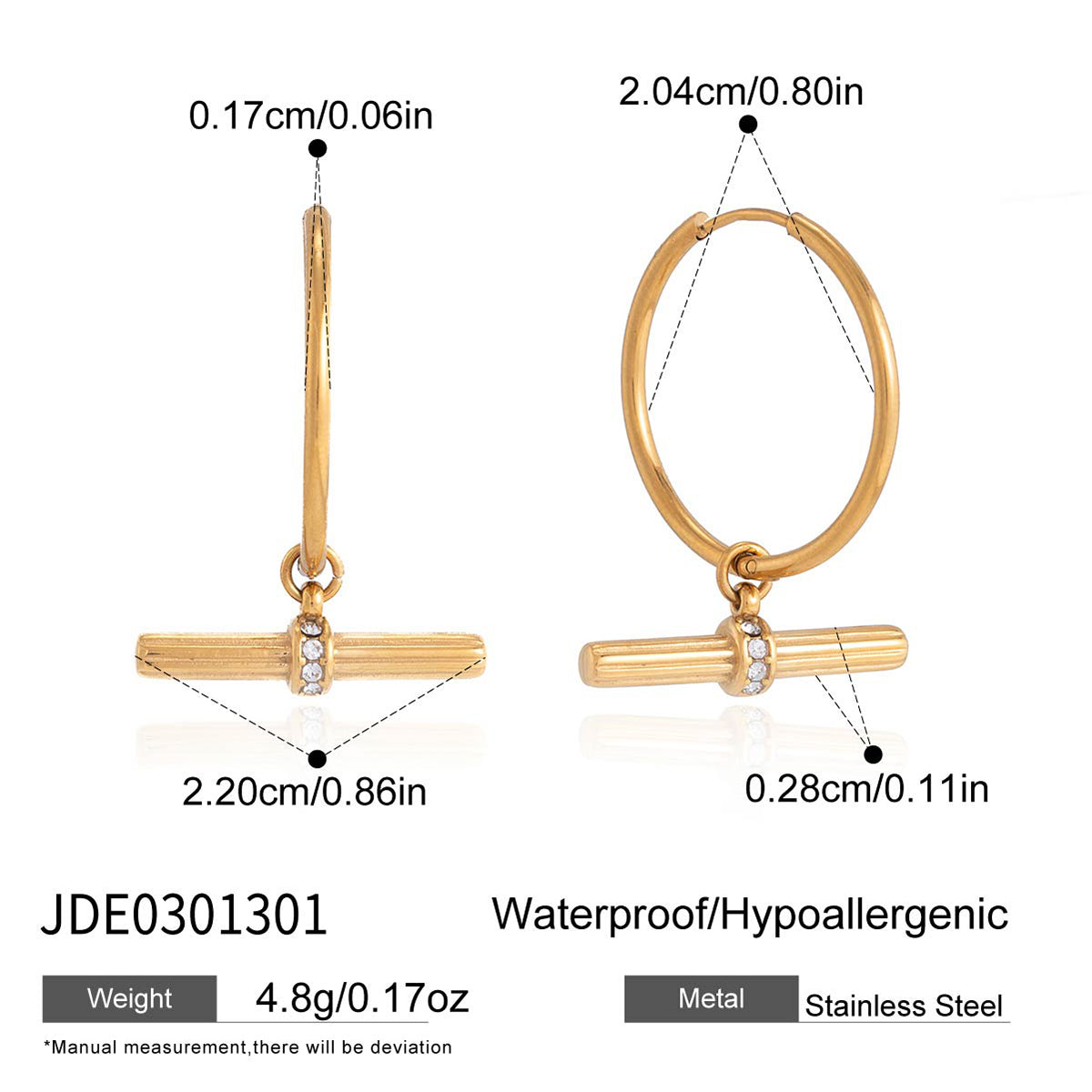J&D Dangling Cubic Zirconia T Bar Pendant