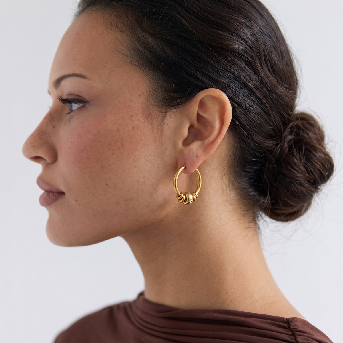 J&D   Hoop Earrings with Sparkling Rhinestone
