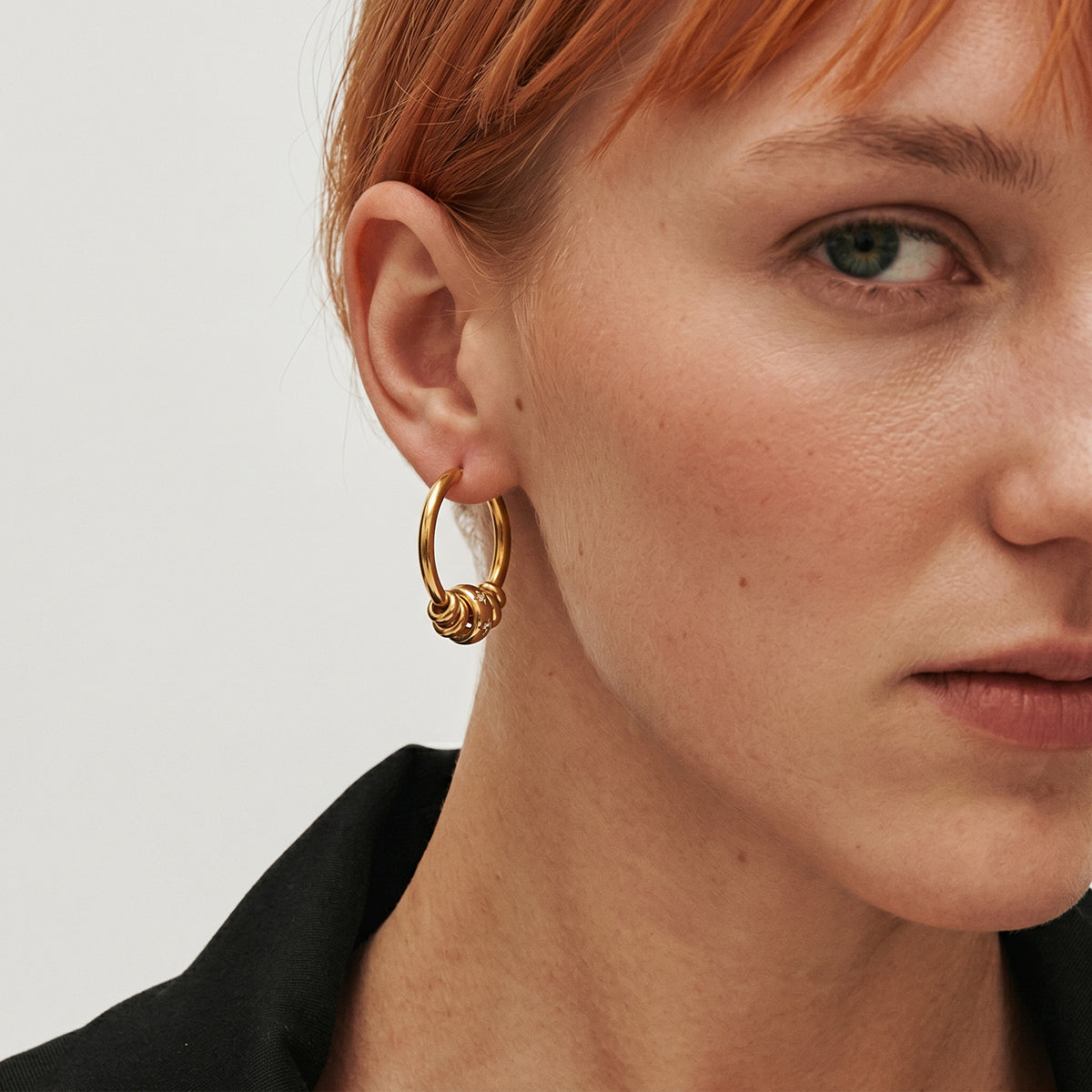 J&D   Hoop Earrings with Sparkling Rhinestone