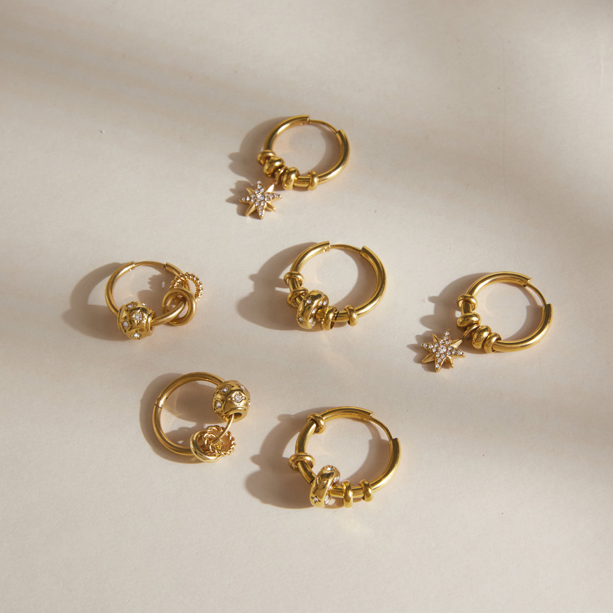 J&D   Hoop Earrings with Sparkling Rhinestone