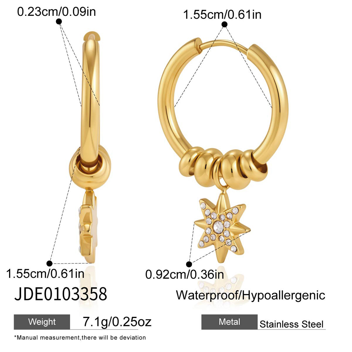 J&D   Hoop Earrings with Sparkling Rhinestone