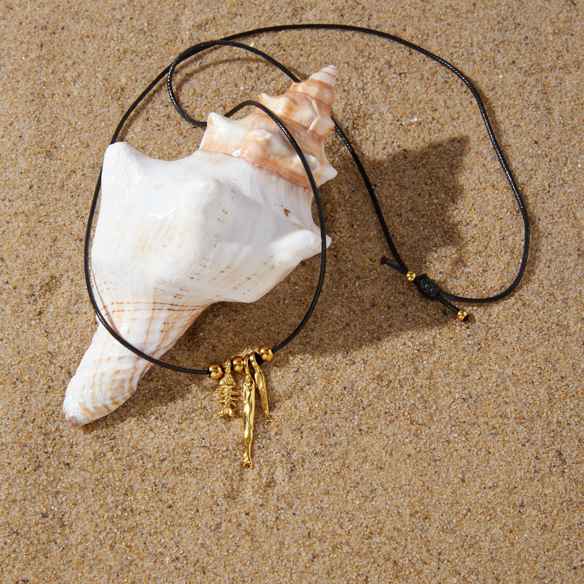 J&D Fishbone Fish Pendant Black
