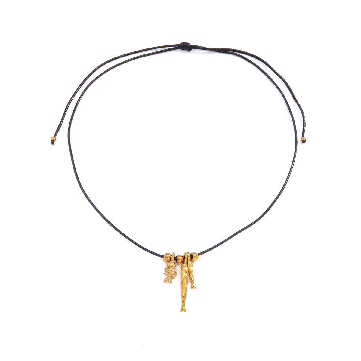 J&D Fishbone Fish Pendant Black