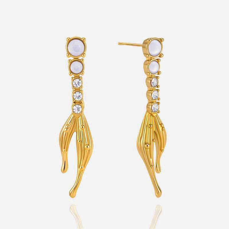 JD  Drop Earring Radiant Fishtail Charm Iridescent