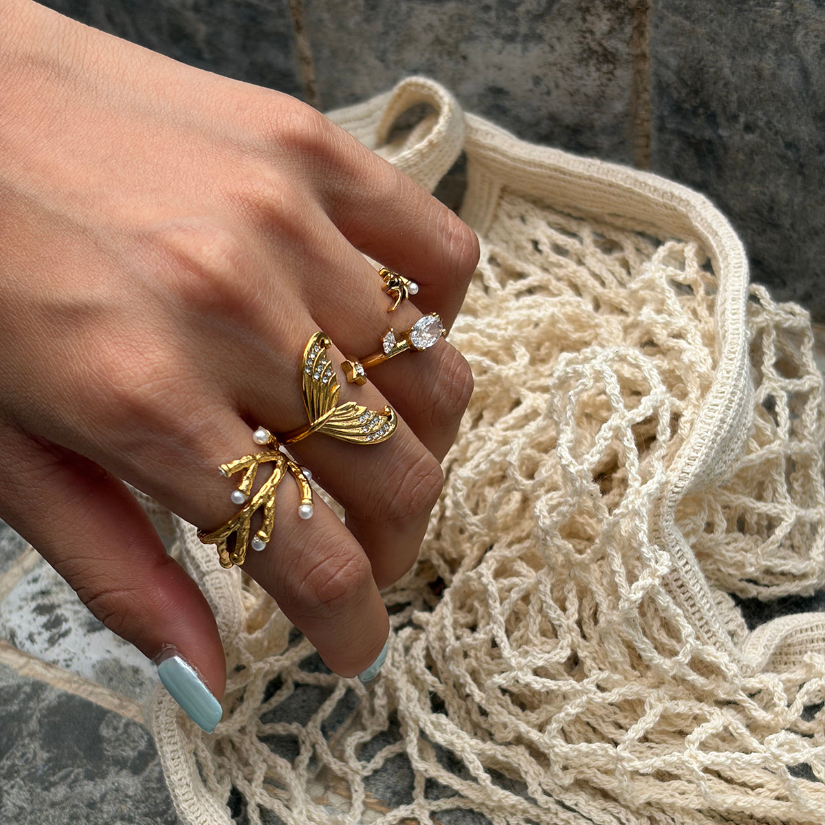 J&D  Coral Branch Open Bangle Ring