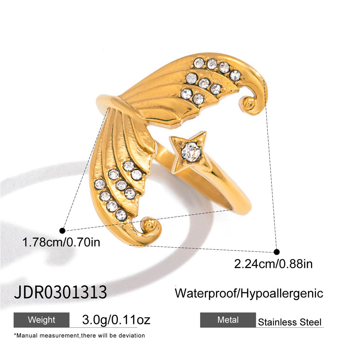 J&D  Coral Branch Open Bangle Ring