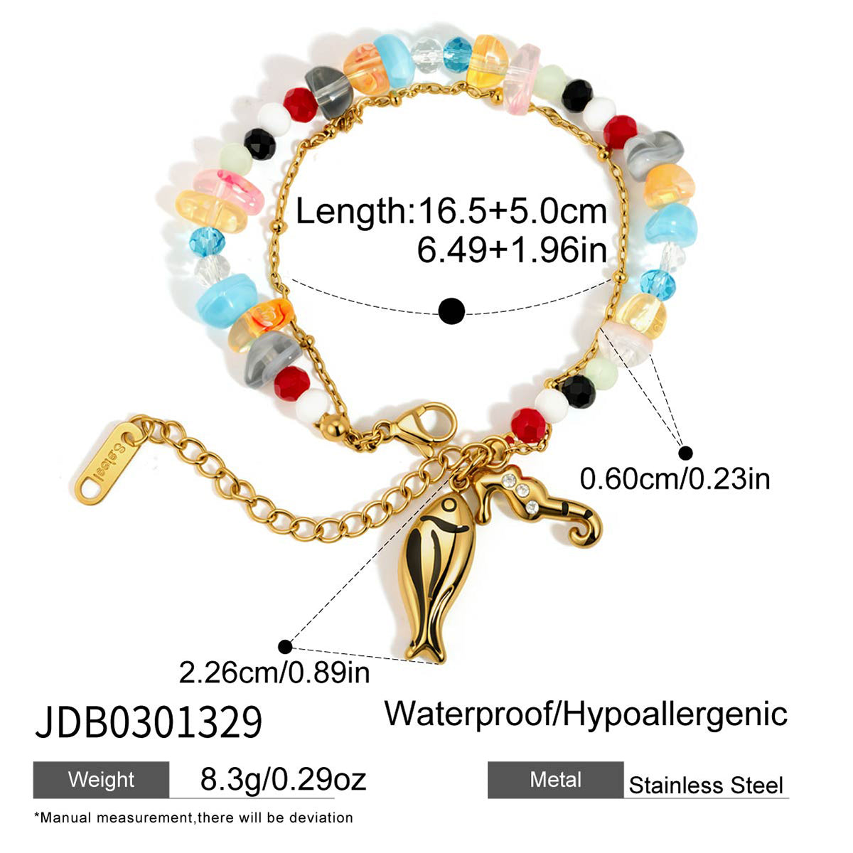 J&D  Layered Bracelet Seahorse Fish