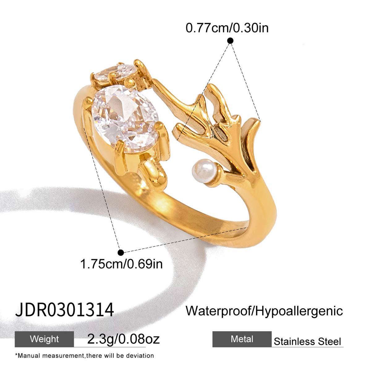 J&D  Coral Branch Open Bangle Ring