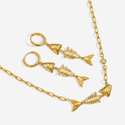 J&D Earring Fishbone Skeleton Pendant