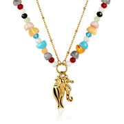 J&D  Zircon Seahorse Pendant Glass Beaded