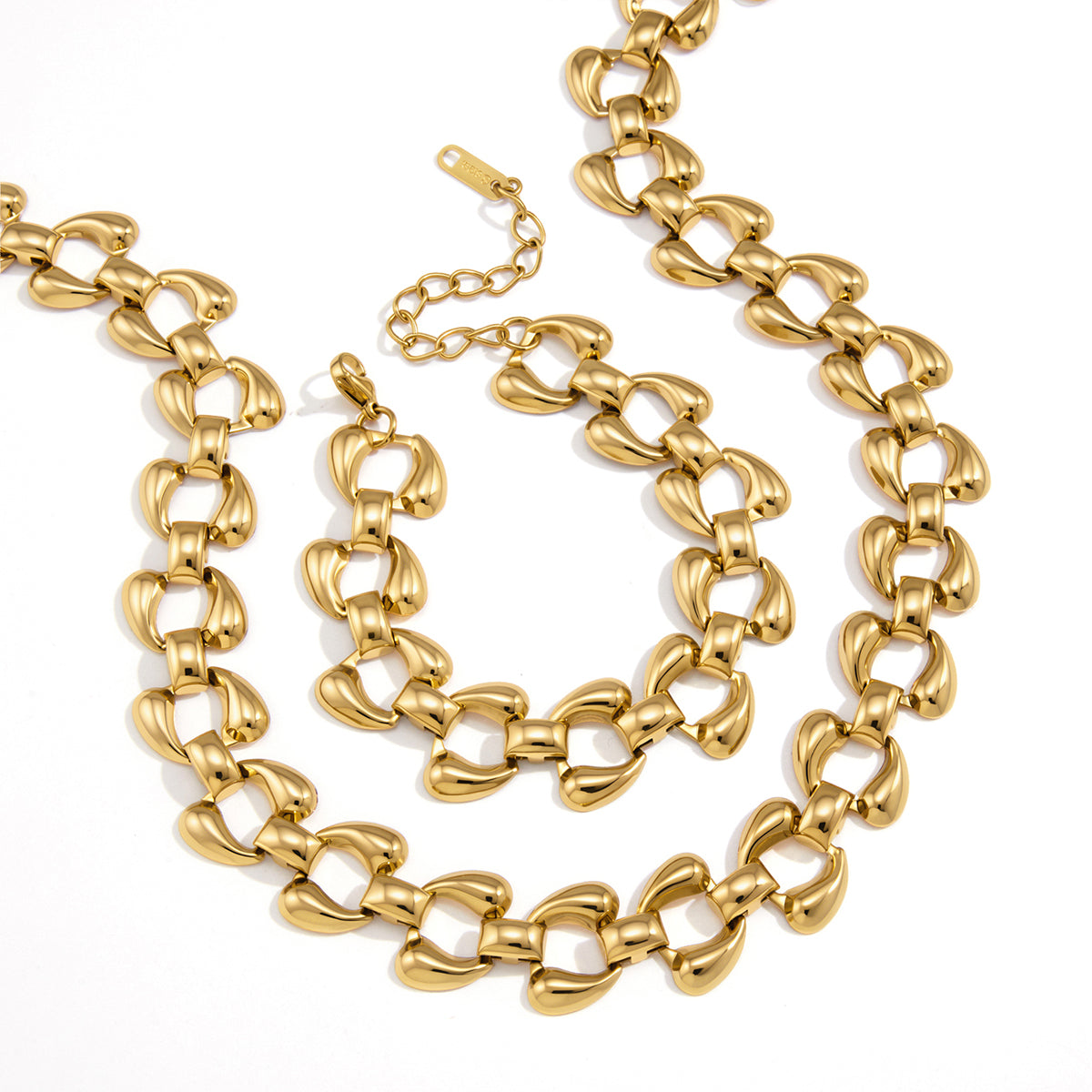 J&D  Necklace Double Teardrop Pendant Punk