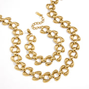 J&D  Necklace Double Teardrop Pendant Punk