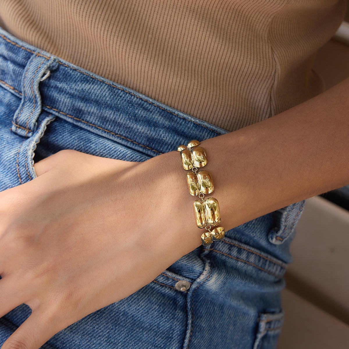 J&D Double-Layer Wide Face Bracelets