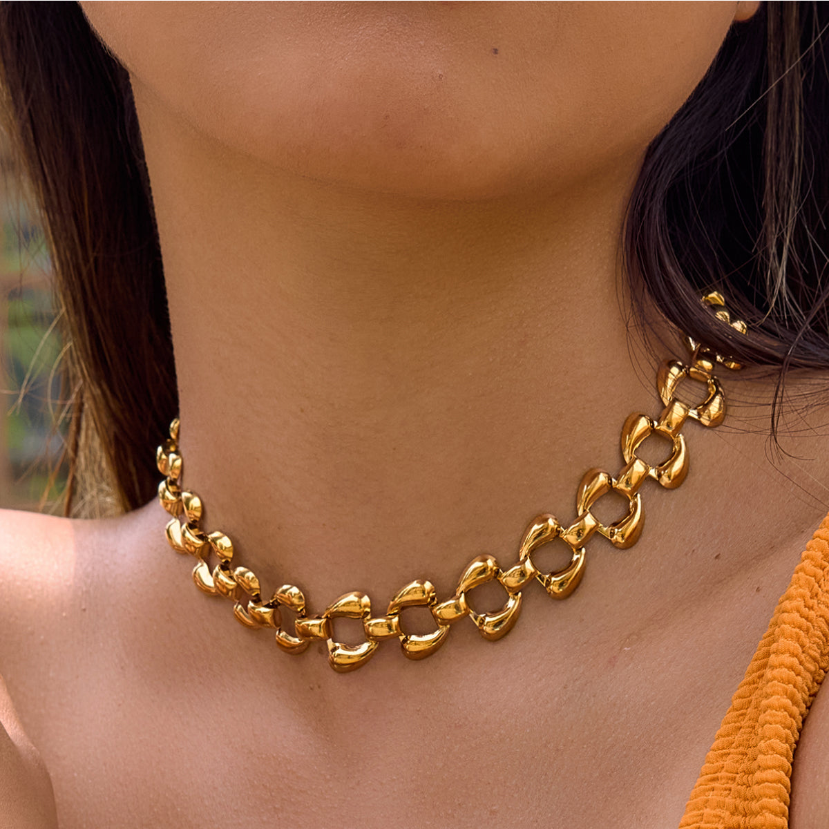 J&D  Necklace Double Teardrop Pendant Punk