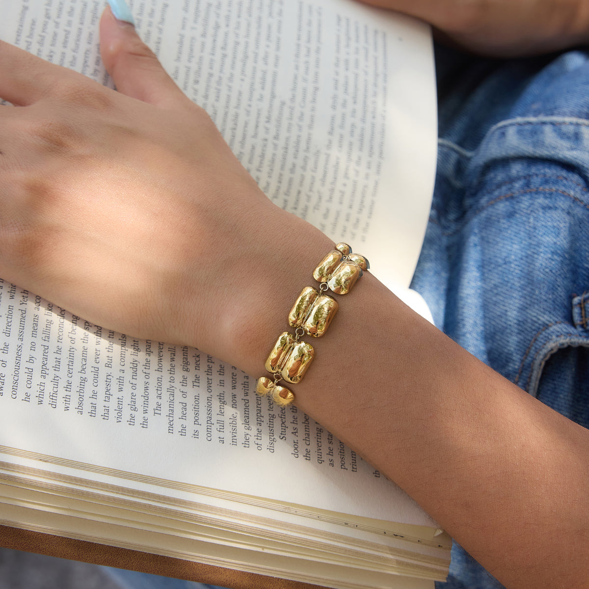 J&D Double-Layer Wide Face Bracelets