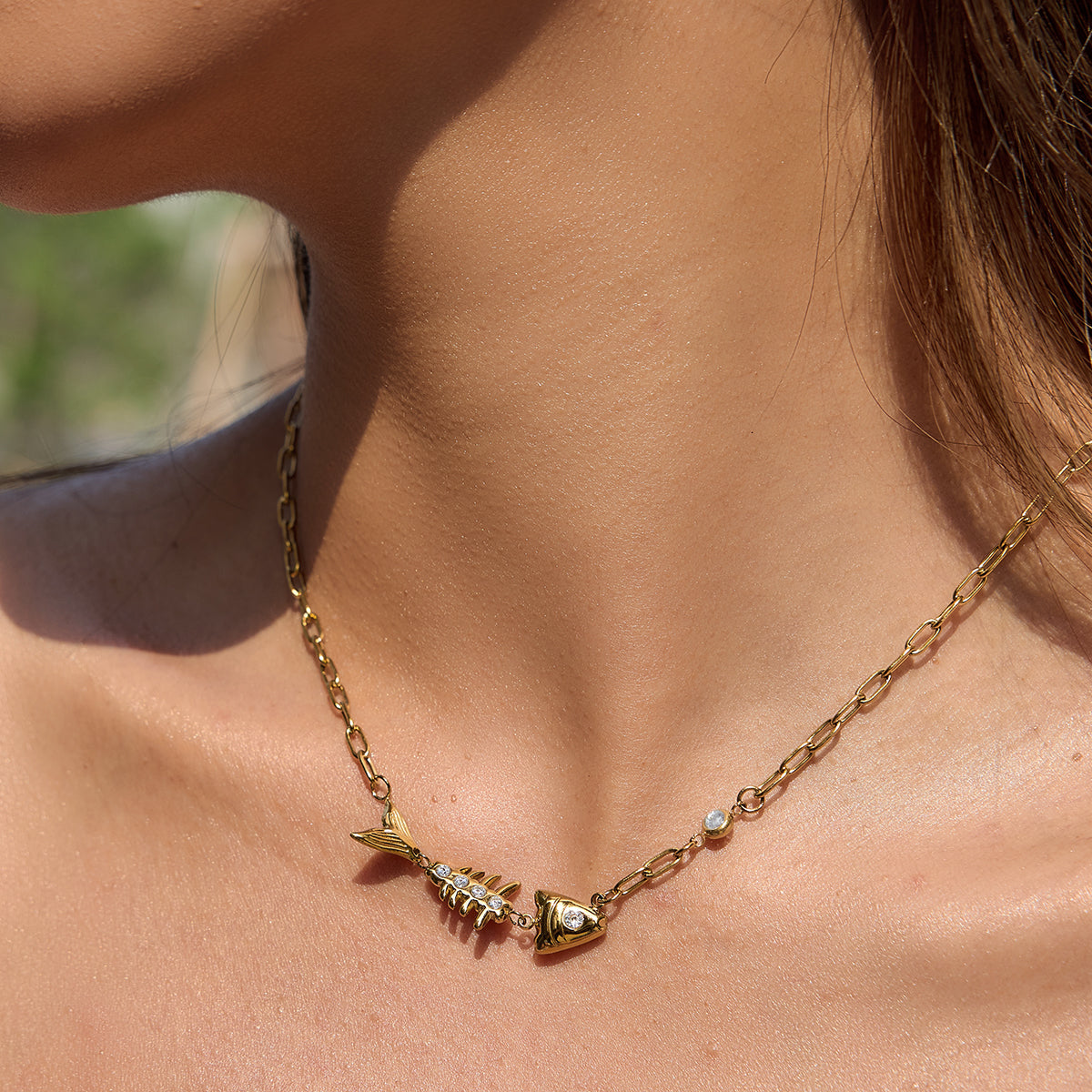 J&D Earring Fishbone Skeleton Pendant