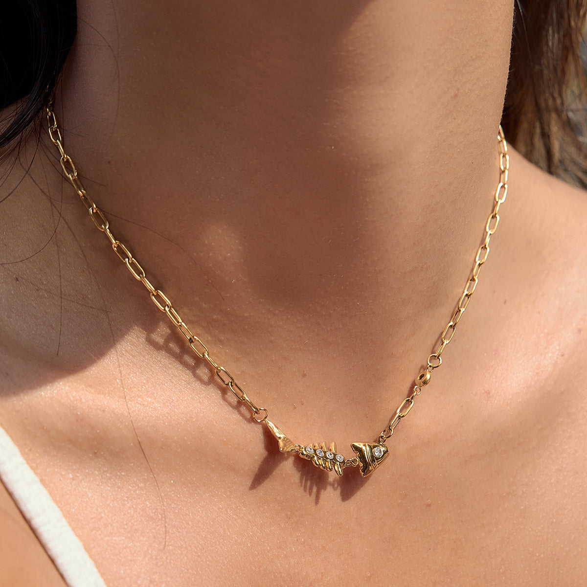J&D Earring Fishbone Skeleton Pendant