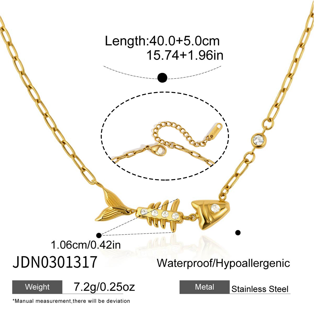 J&D Earring Fishbone Skeleton Pendant
