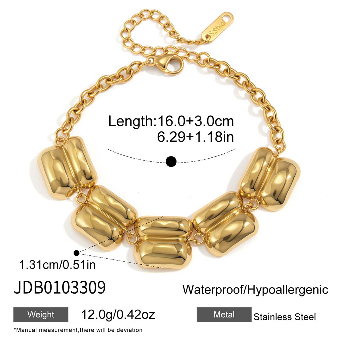 J&D Double-Layer Wide Face Bracelets