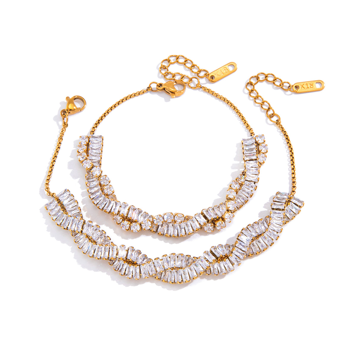 J&D Square Zircon Double Wrap Bracelet Sets