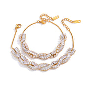 J&D Square Zircon Double Wrap Bracelet Sets