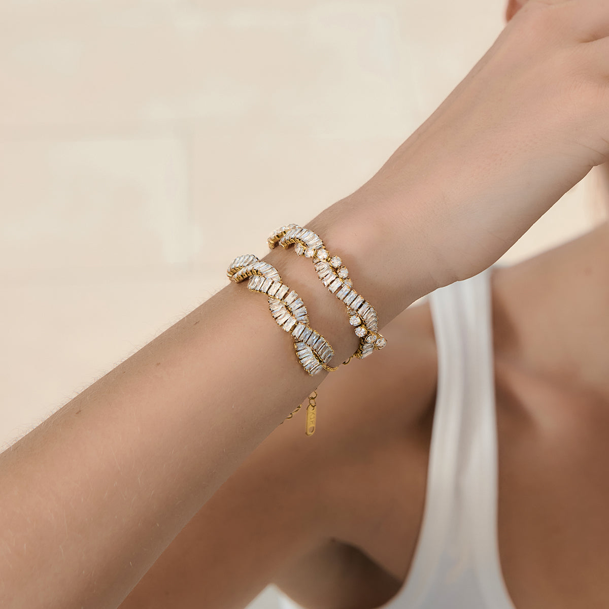 J&D Square Zircon Double Wrap Bracelet Sets