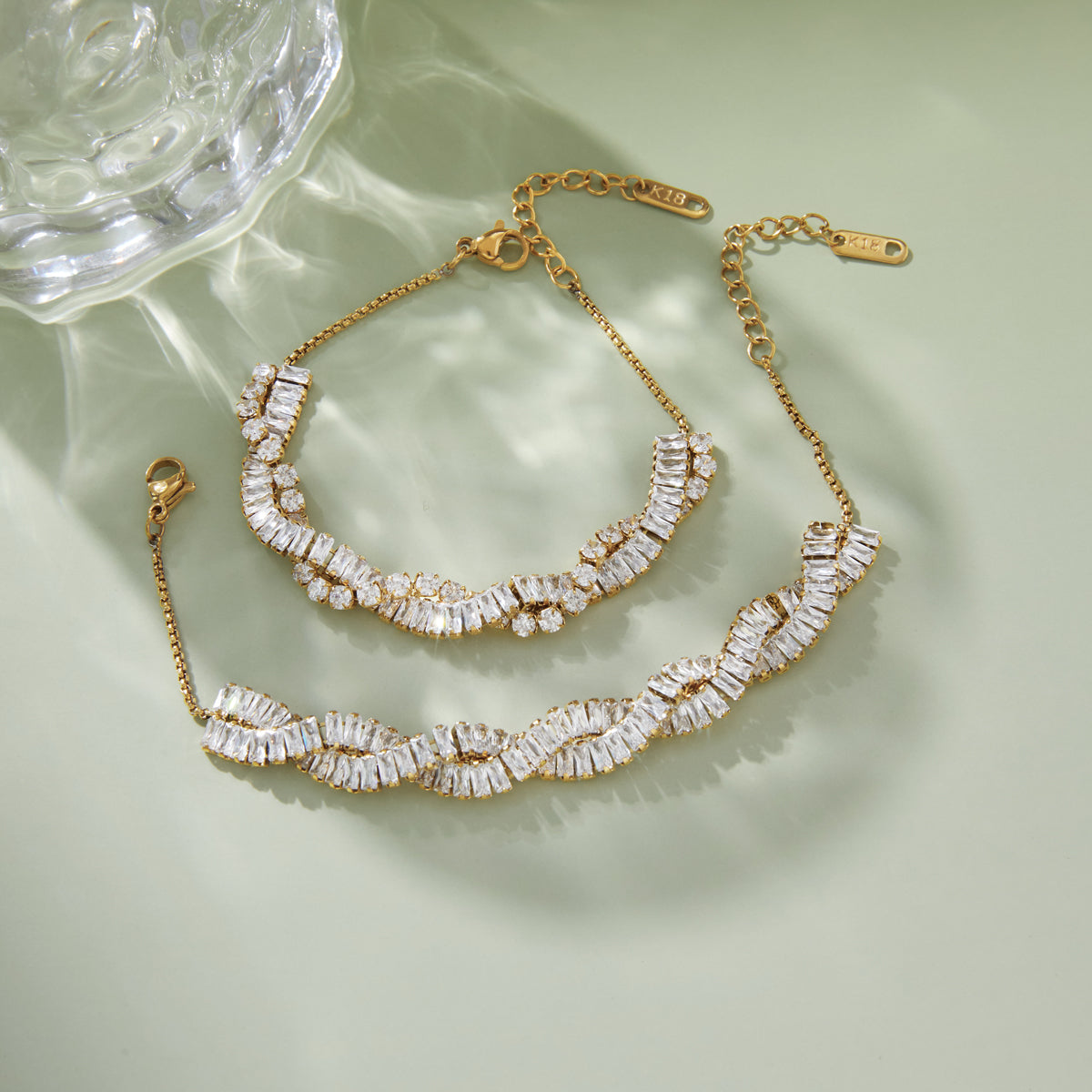 J&D Square Zircon Double Wrap Bracelet Sets