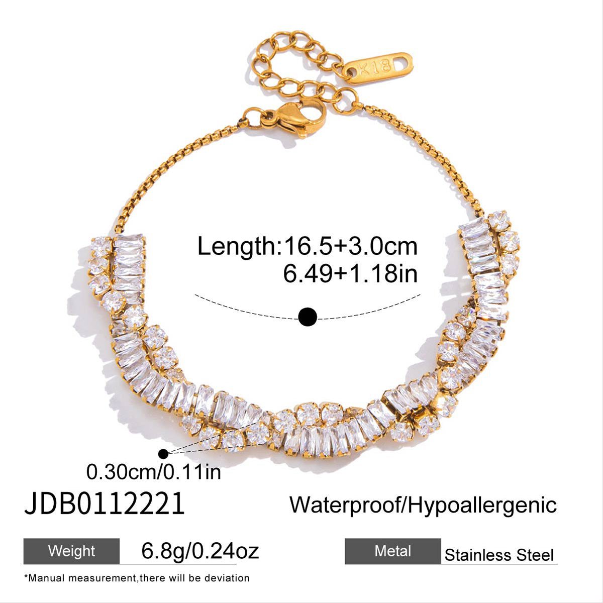 J&D Square Zircon Double Wrap Bracelet Sets