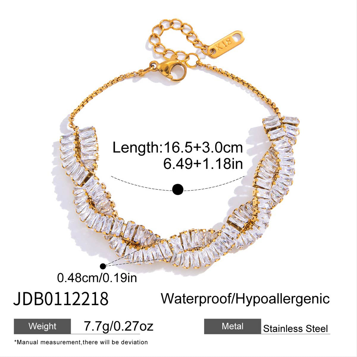 J&D Square Zircon Double Wrap Bracelet Sets