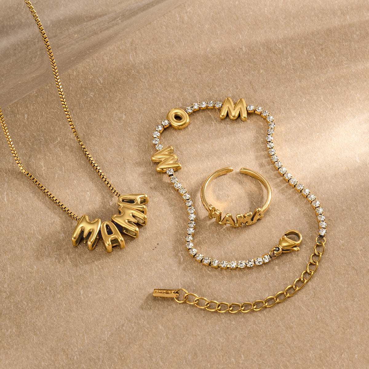 J&D  Zircon Bubble Letter MAMA Necklace for Mother's Day