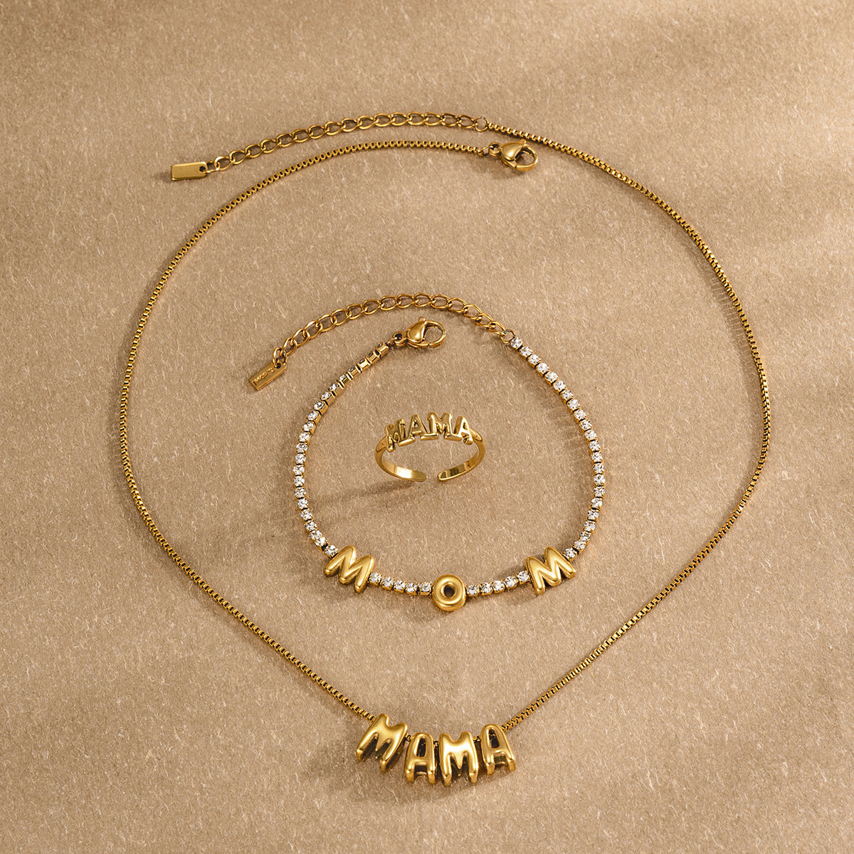 J&D  Zircon Bubble Letter MAMA Necklace for Mother's Day