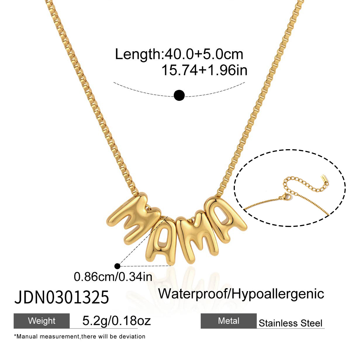 J&D  Zircon Bubble Letter MAMA Necklace for Mother's Day